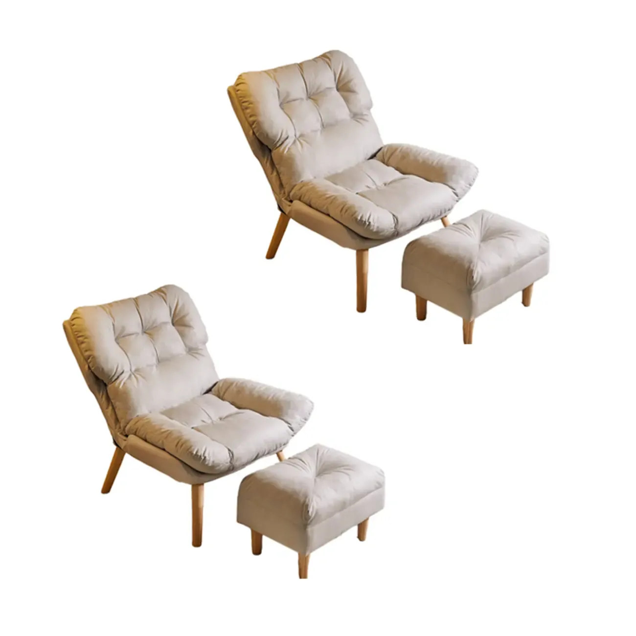 Modern Faux Leather Accent Chair with Ottoman for Living Room Image - 10