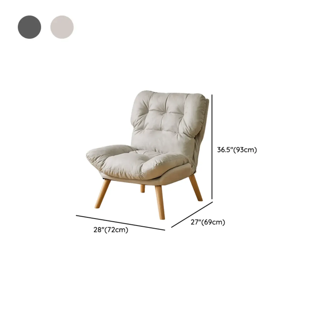 Modern Faux Leather Accent Chair with Ottoman for Living Room #size
