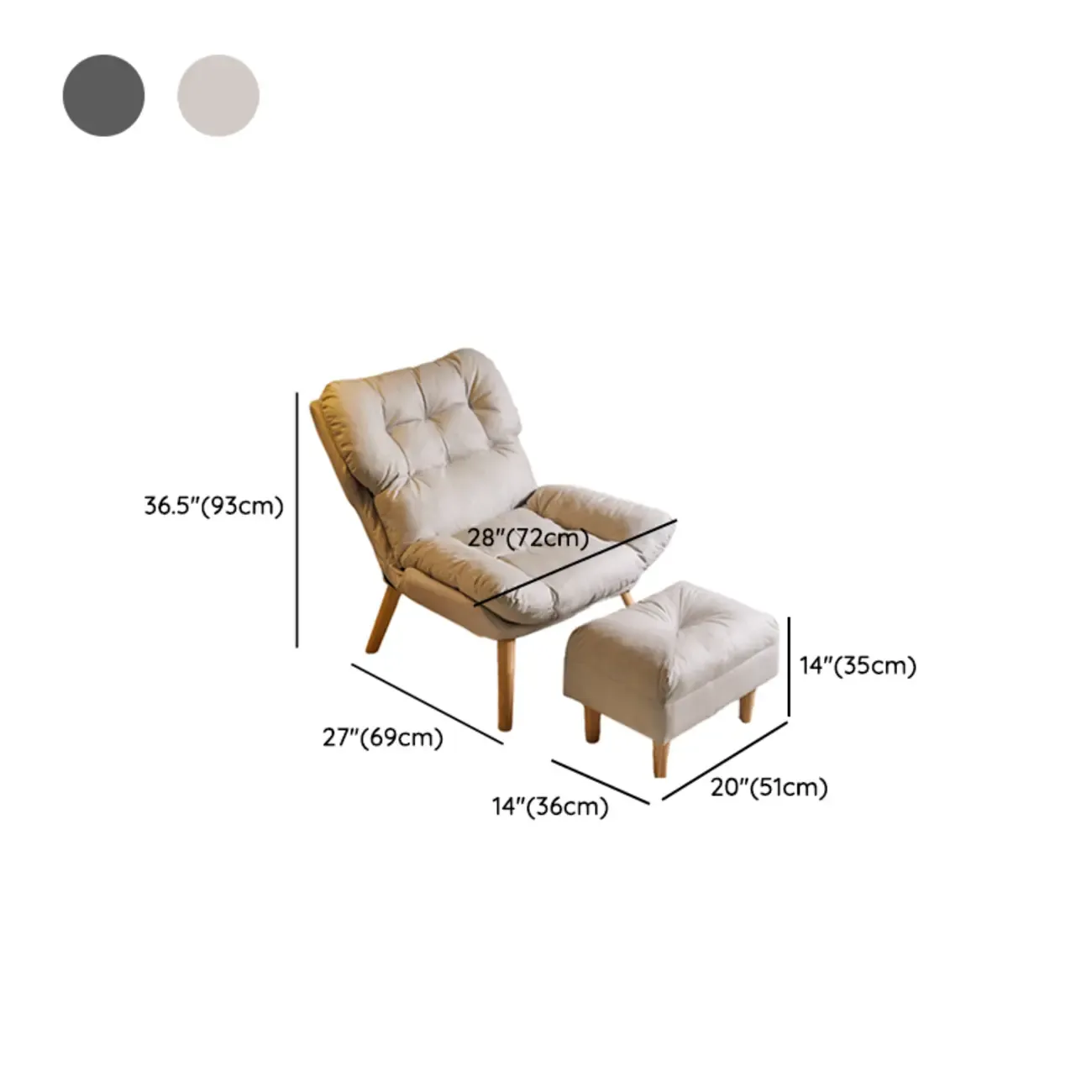 Modern Faux Leather Accent Chair with Ottoman for Living Room Image - 17