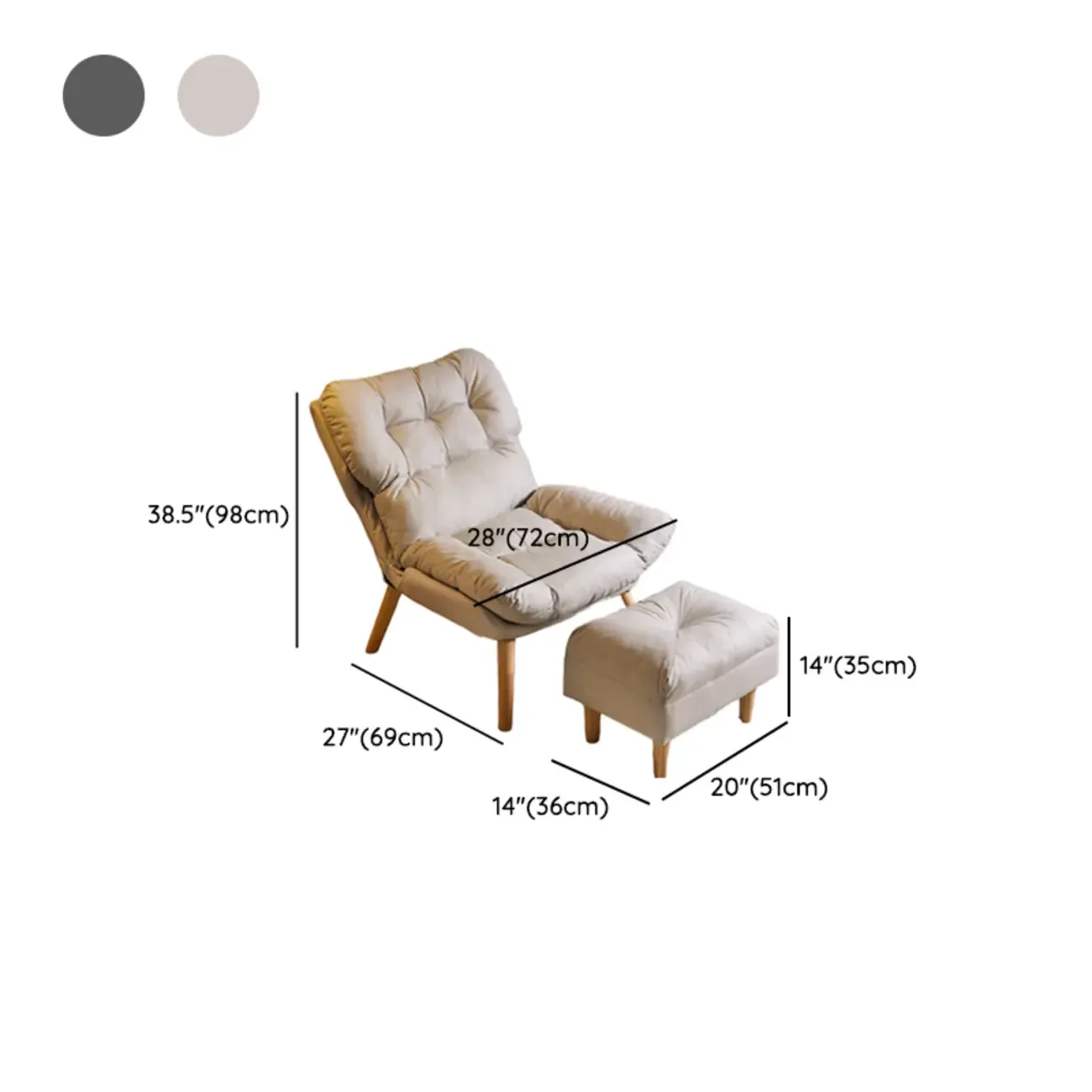 Modern Faux Leather Accent Chair with Ottoman for Living Room Image - 18