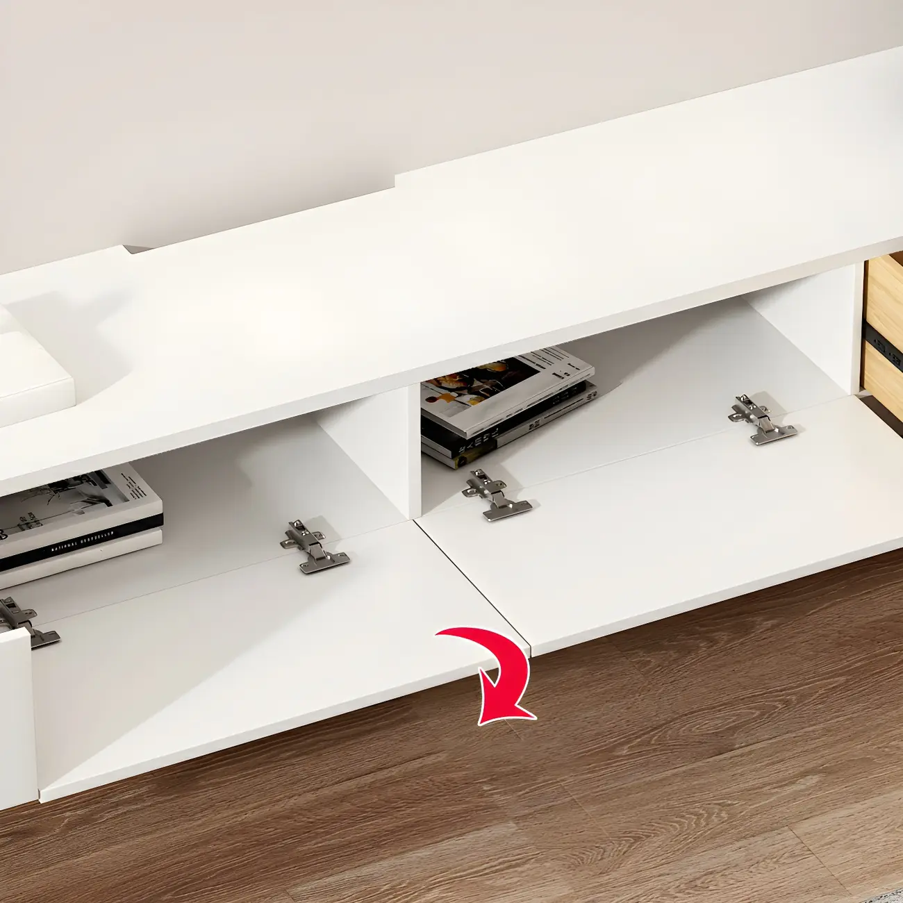 Modern Solid Wood Floating TV Stand with Drawers Image - 4 | homeyfad