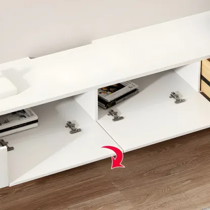 Modern Solid Wood Floating TV Stand with Drawers Image - 4