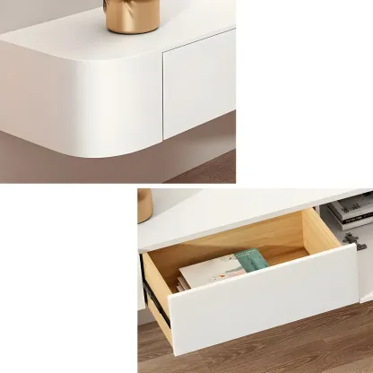 Modern Solid Wood Floating TV Stand with Drawers Image - 6