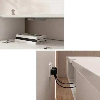 Modern Solid Wood Floating TV Stand with Drawers Image - 7