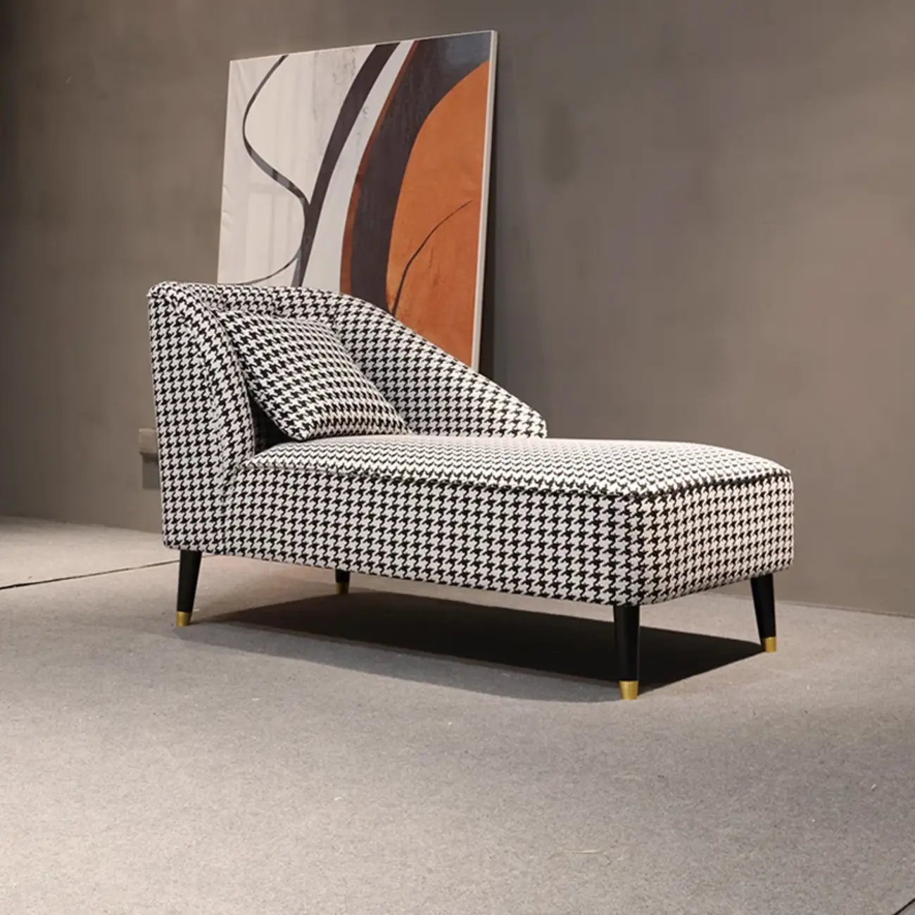 Modern Houndstooth Black White Chaise Lounge Image - 1 | homeyfad