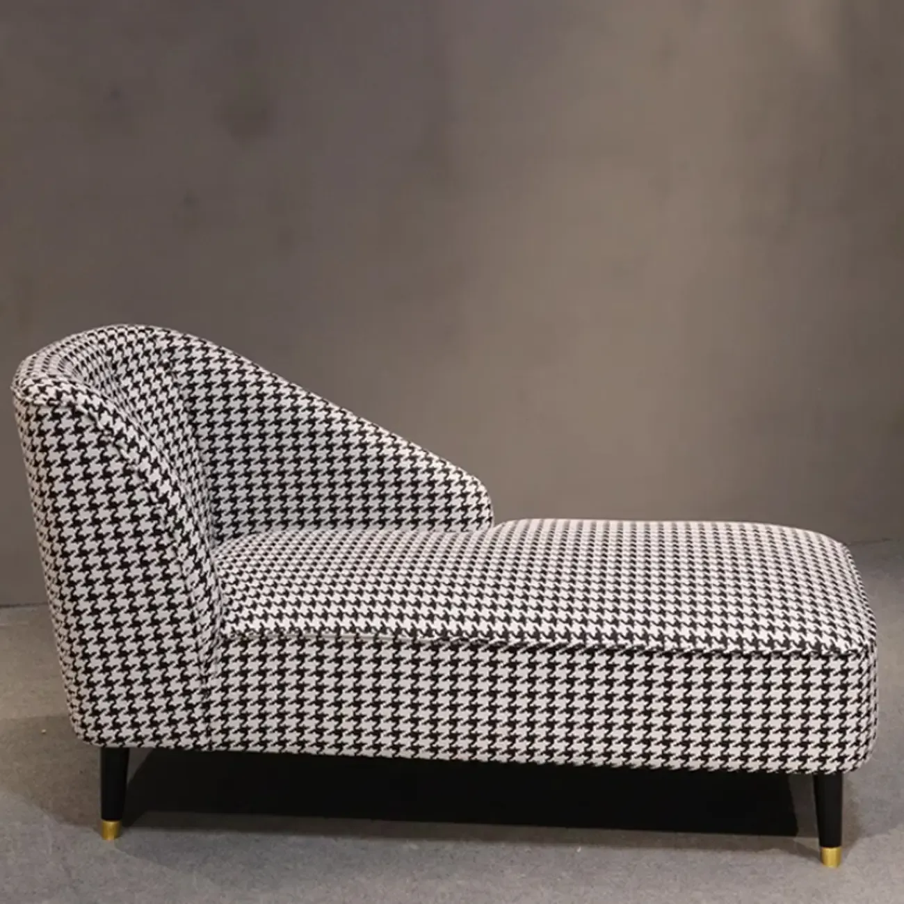 Modern Houndstooth Black White Chaise Lounge Image - 4