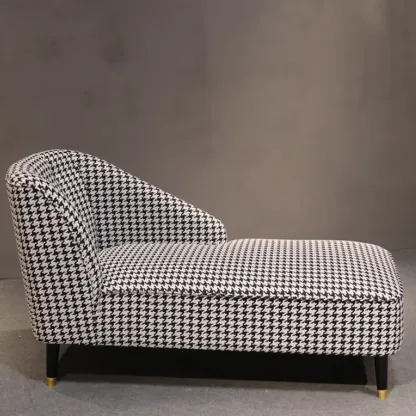 Modern Houndstooth Black White Chaise Lounge Image - 4