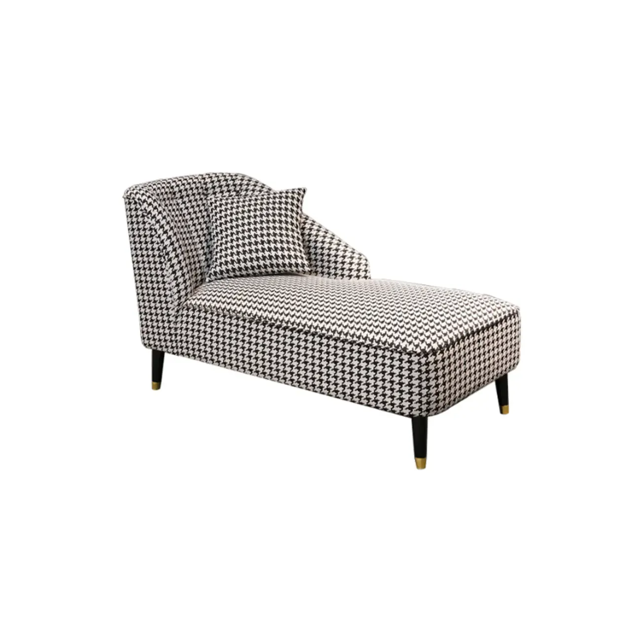 Modern Houndstooth Black White Chaise Lounge Image - 7