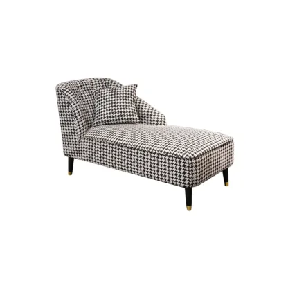 Modern Houndstooth Black White Chaise Lounge Image - 7
