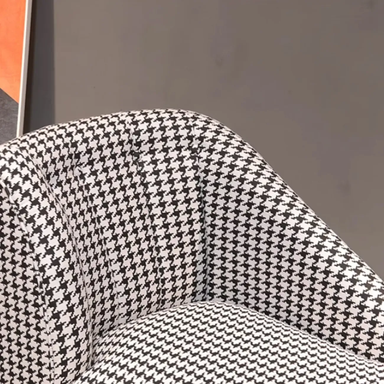 Modern Houndstooth Black White Chaise Lounge Image - 8