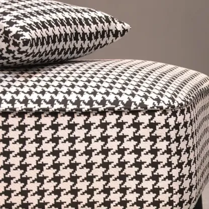 Modern Houndstooth Black White Chaise Lounge Image - 9
