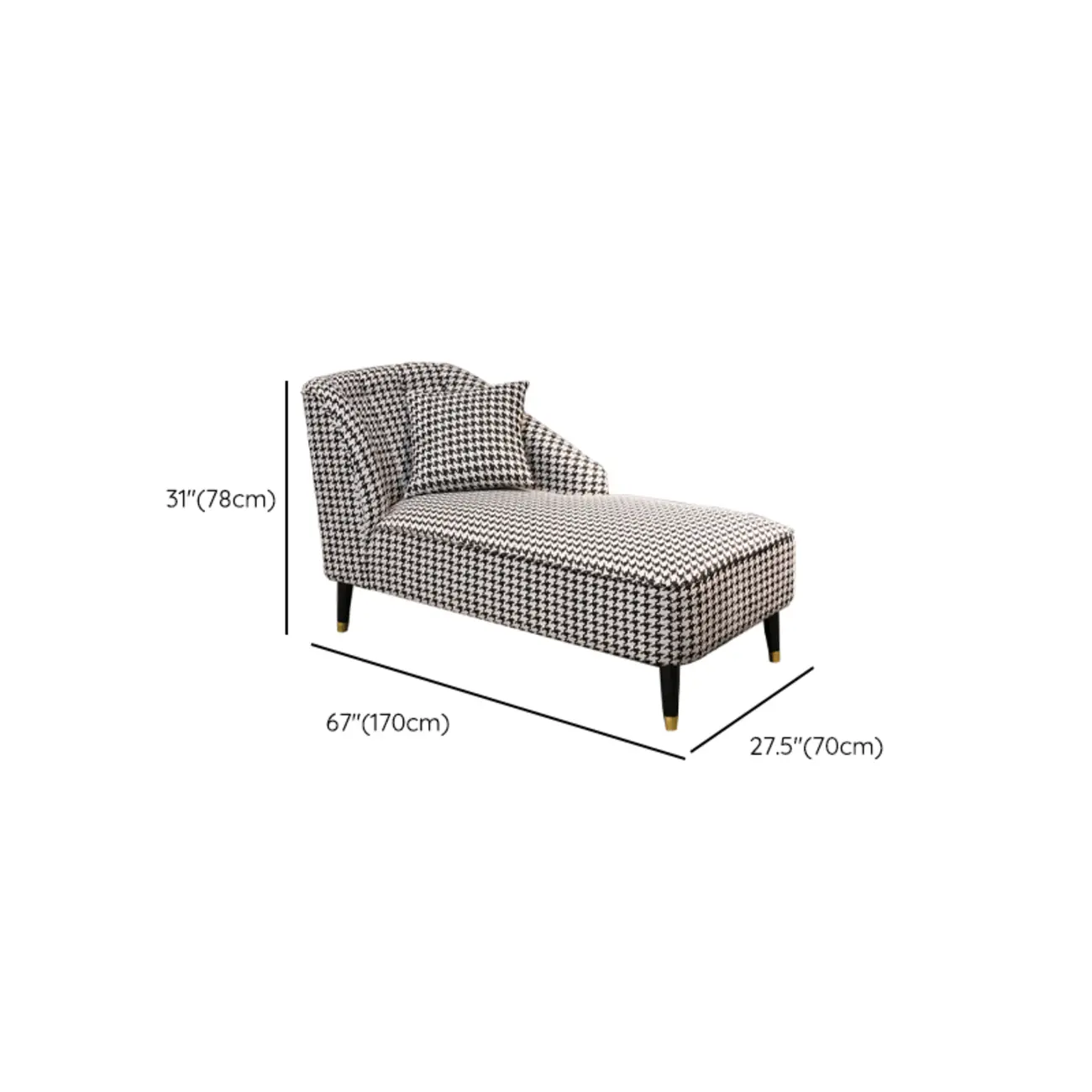 Modern Houndstooth Black White Chaise Lounge #size | homeyfad