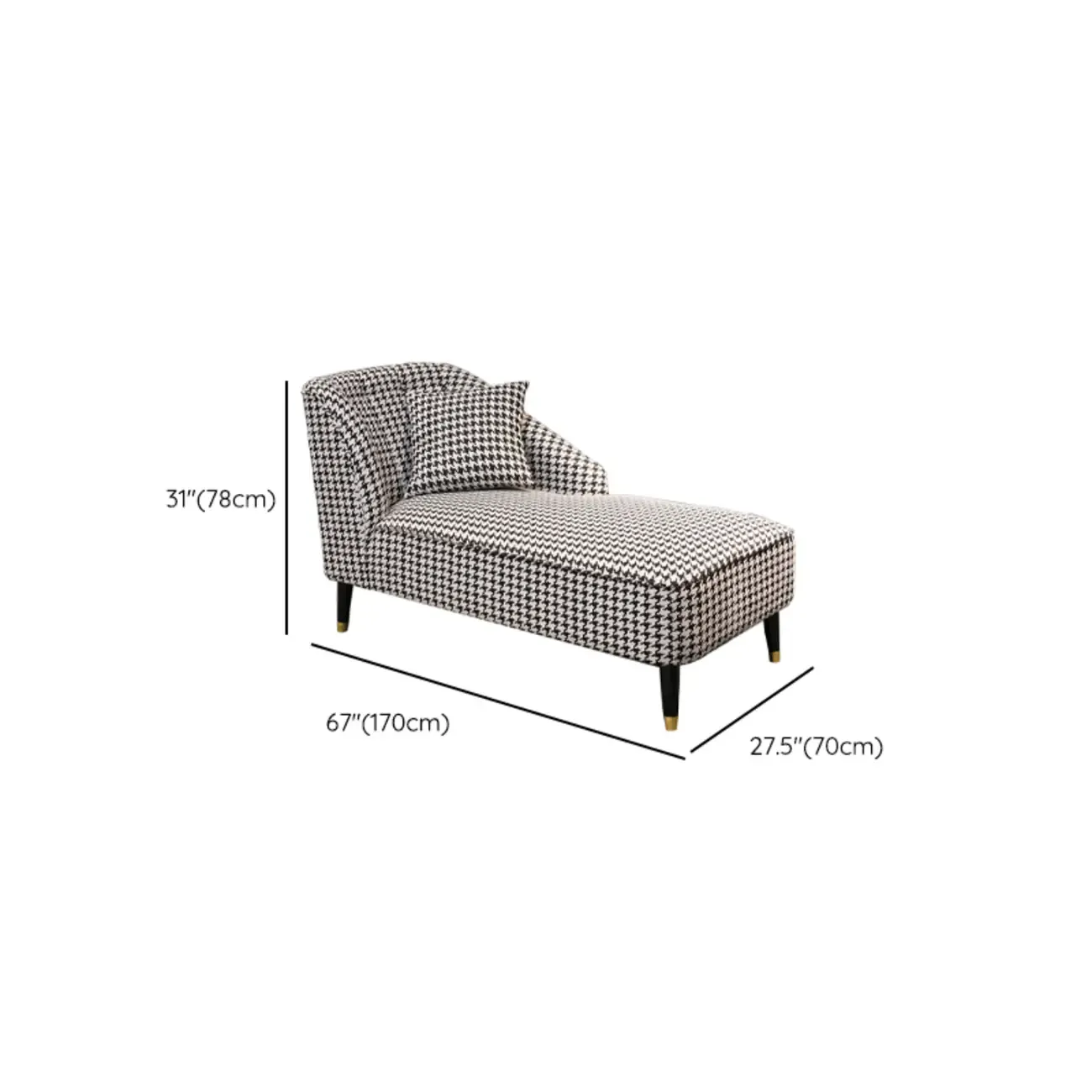 Modern Houndstooth Black White Chaise Lounge #size