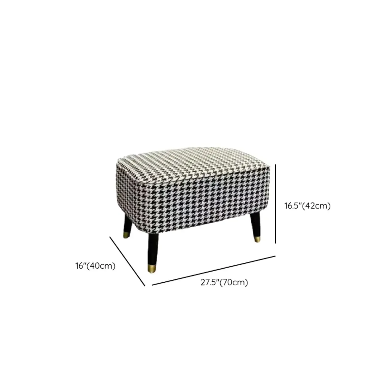 Modern Houndstooth Black White Chaise Lounge Image - 13