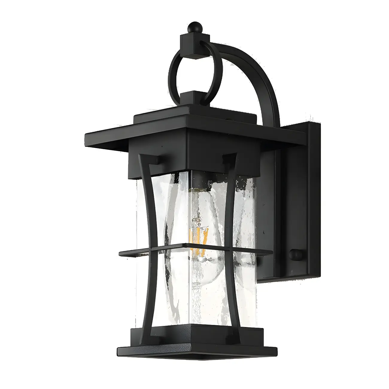 Industrial Metal Geometric Glass Lantern Outdoor Wall Light Image - 5 | homeyfad