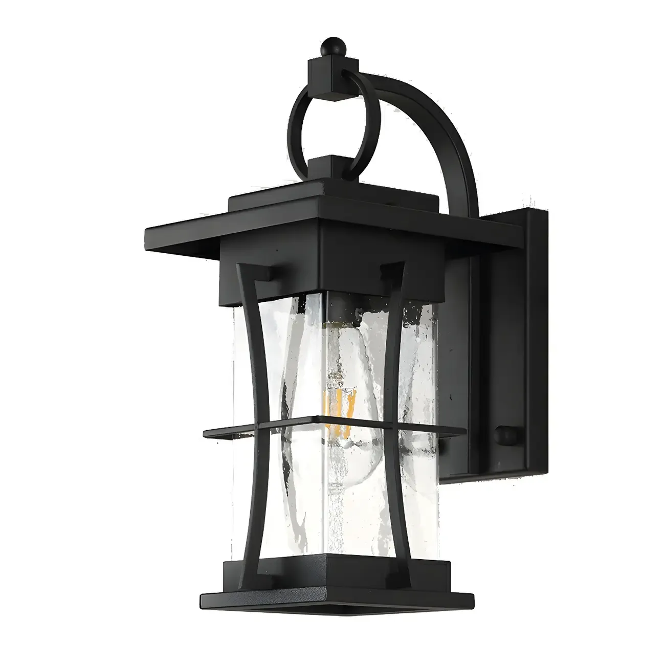 Industrial Metal Geometric Glass Lantern Outdoor Wall Light Image - 5