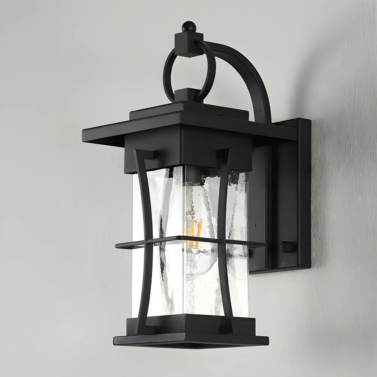 Industrial Metal Geometric Glass Lantern Outdoor Wall Light Image - 6 | homeyfad