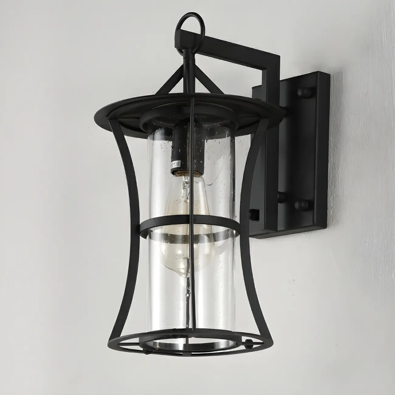 Industrial Metal Geometric Glass Lantern Outdoor Wall Light Image - 7 | homeyfad