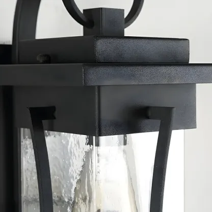 Industrial Metal Geometric Glass Lantern Outdoor Wall Light Image - 9