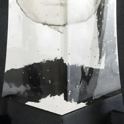 Industrial Metal Geometric Glass Lantern Outdoor Wall Light Image - 10