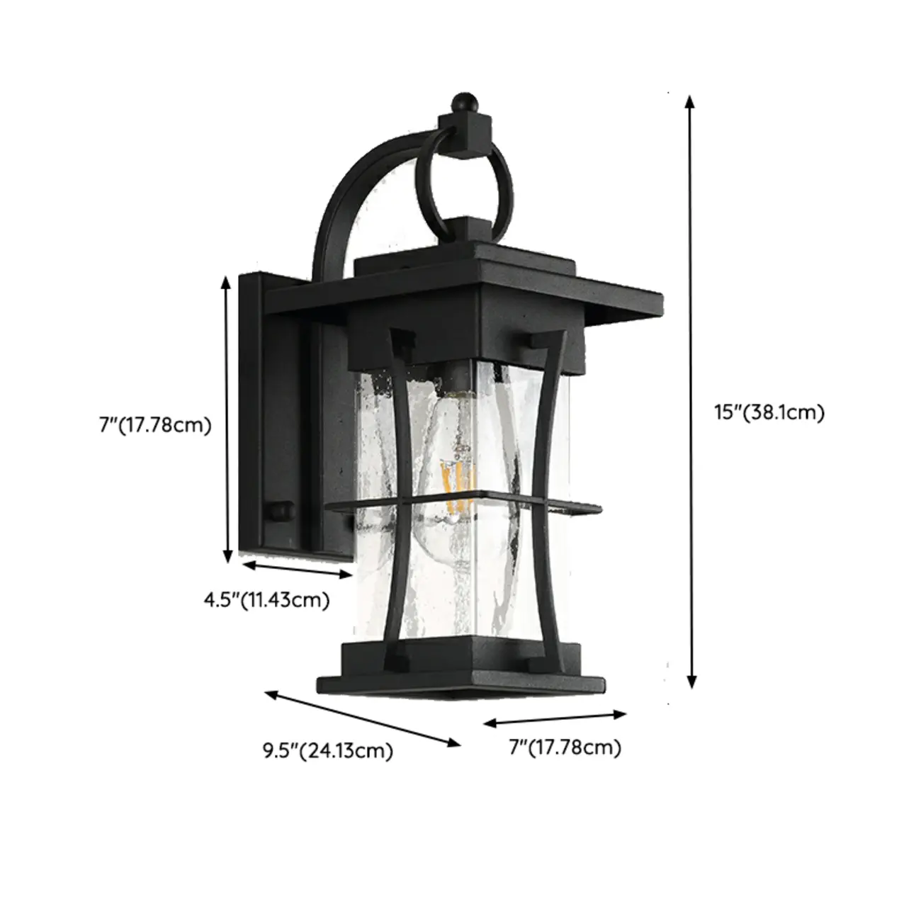 Industrial Metal Geometric Glass Lantern Outdoor Wall Light Image - 13 | homeyfad