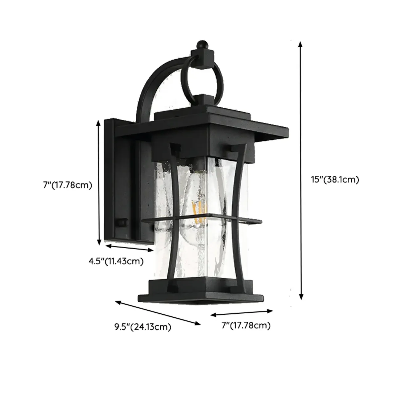 Industrial Metal Geometric Glass Lantern Outdoor Wall Light Image - 13