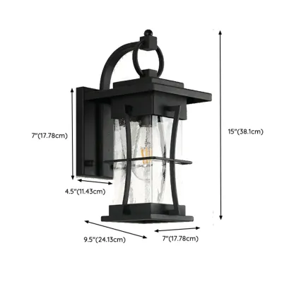 Industrial Metal Geometric Glass Lantern Outdoor Wall Light Image - 13
