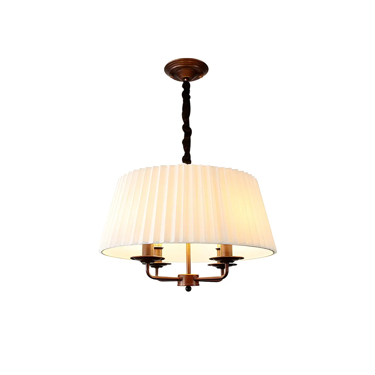 White Fabric Drum Bronze Modern Chandelier Light Image - 10 | homeyfad