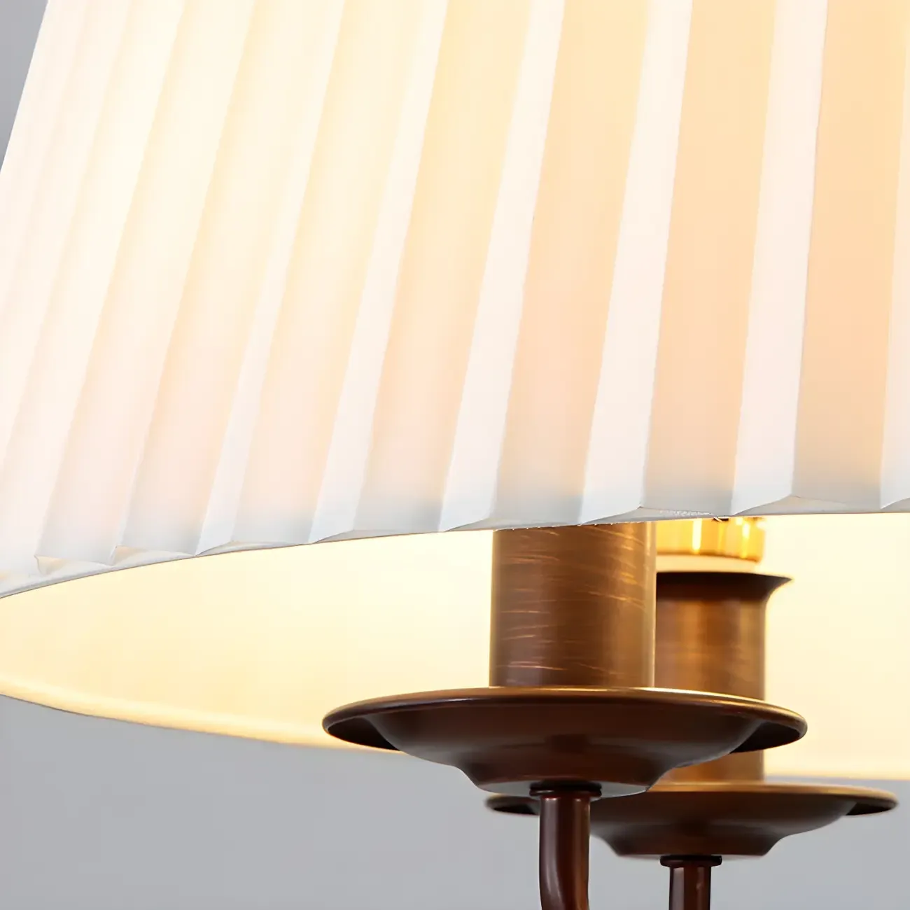 White Fabric Drum Bronze Modern Chandelier Light Image - 13