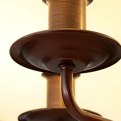 White Fabric Drum Bronze Modern Chandelier Light Image - 14