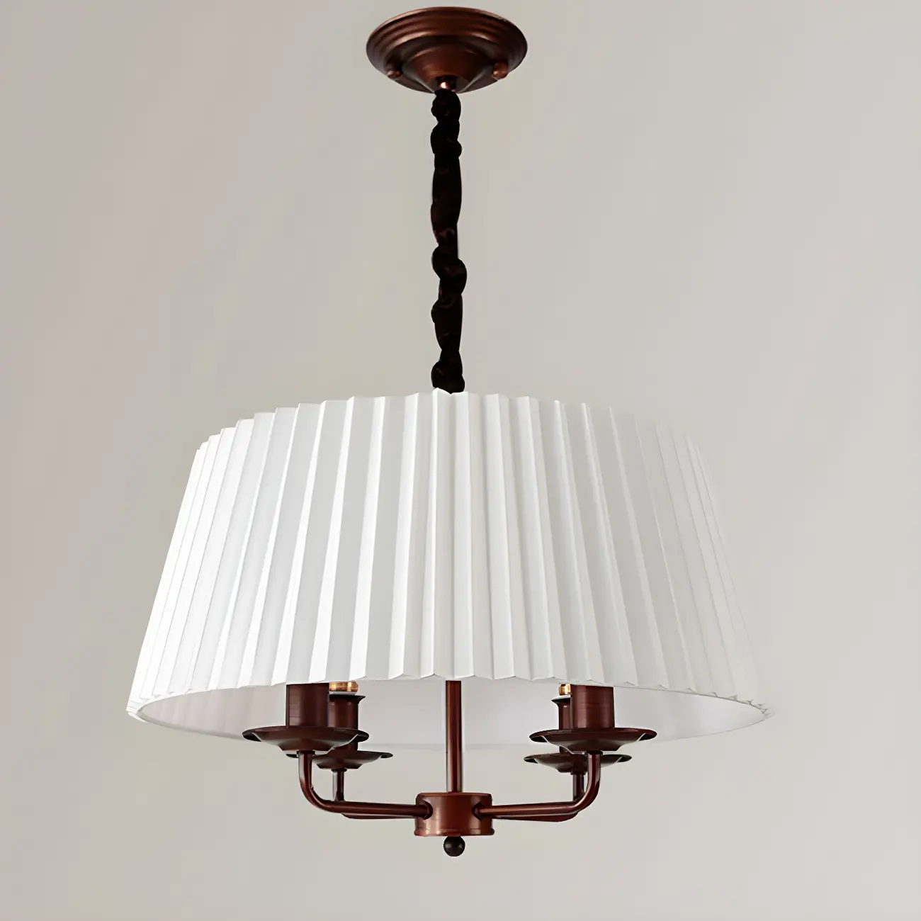 White Fabric Drum Bronze Modern Chandelier Light Image - 17 | homeyfad