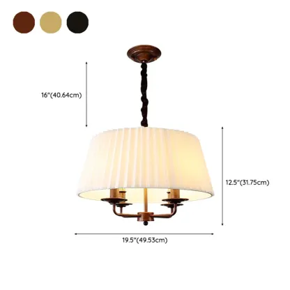 White Fabric Drum Bronze Modern Chandelier Light #size