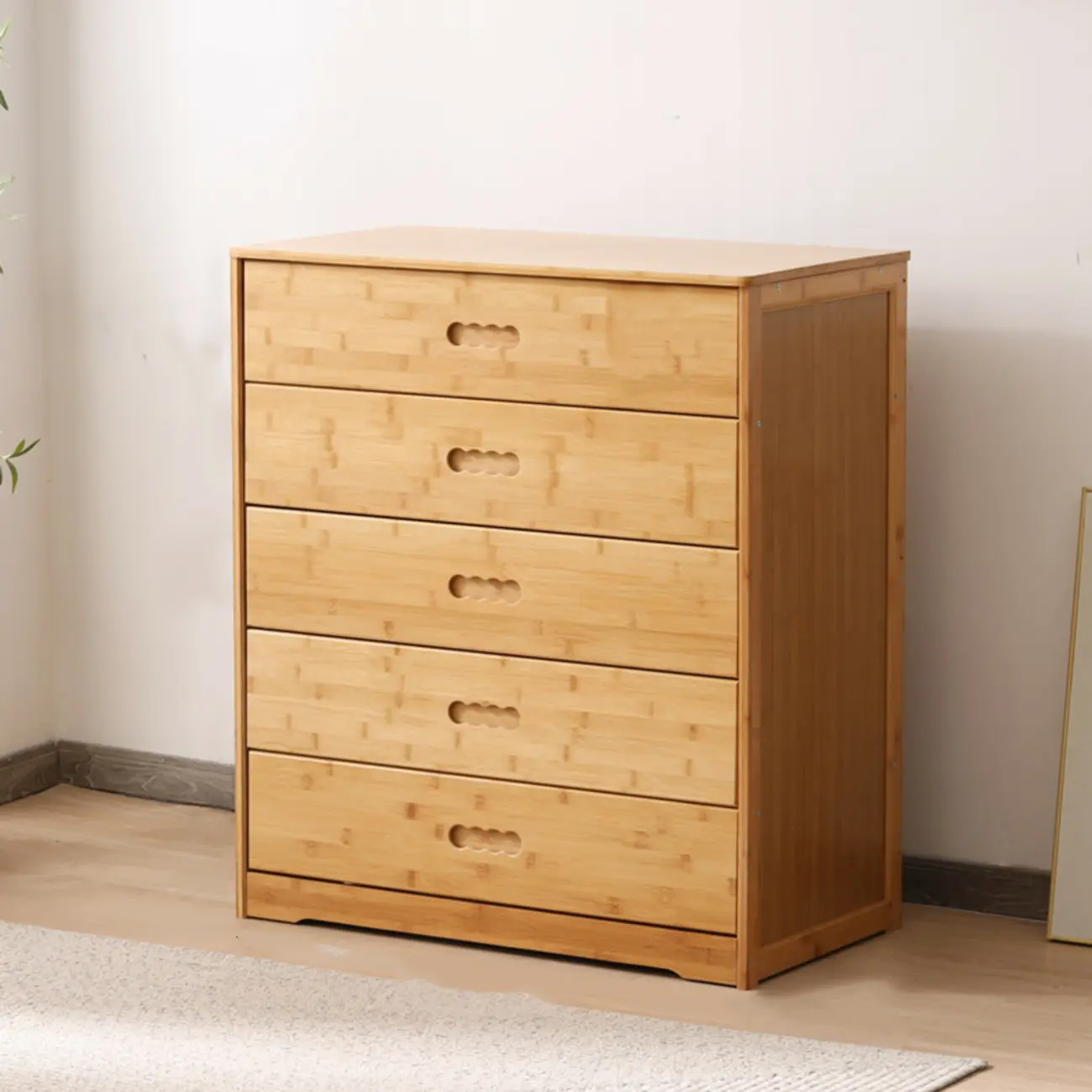 Natural Finish Light Wood Bamboo 6 Drawers Bachelor Chest Image - 2 | homeyfad