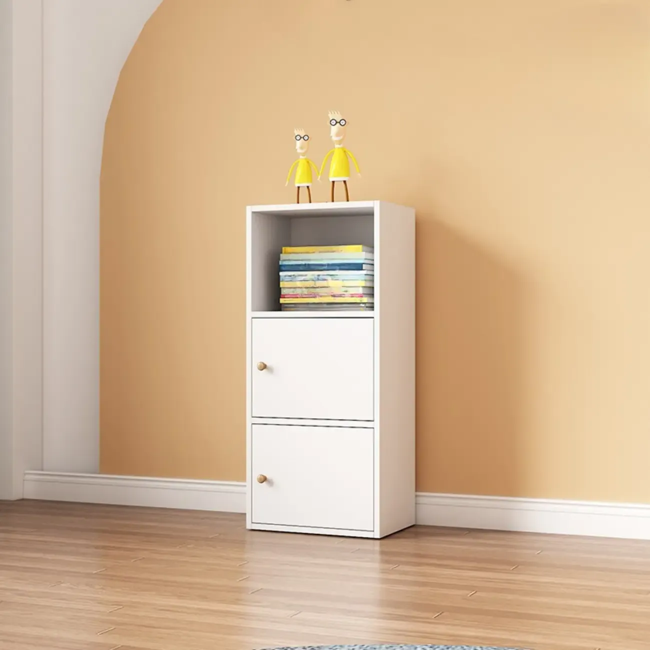 Simple Rectangular White Modular Wooden Bookcase Image - 3