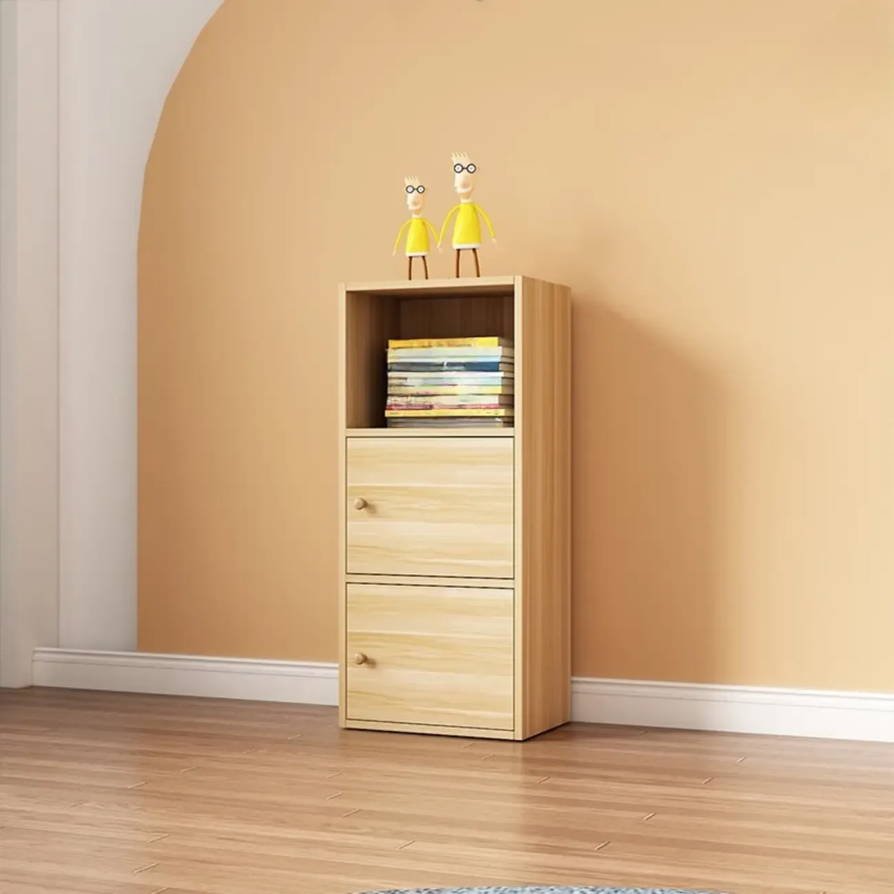 Simple Rectangular White Modular Wooden Bookcase Image - 9