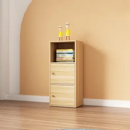 Simple Rectangular White Modular Wooden Bookcase Image - 9