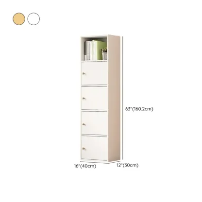 Simple Rectangular White Modular Wooden Bookcase Image - 21