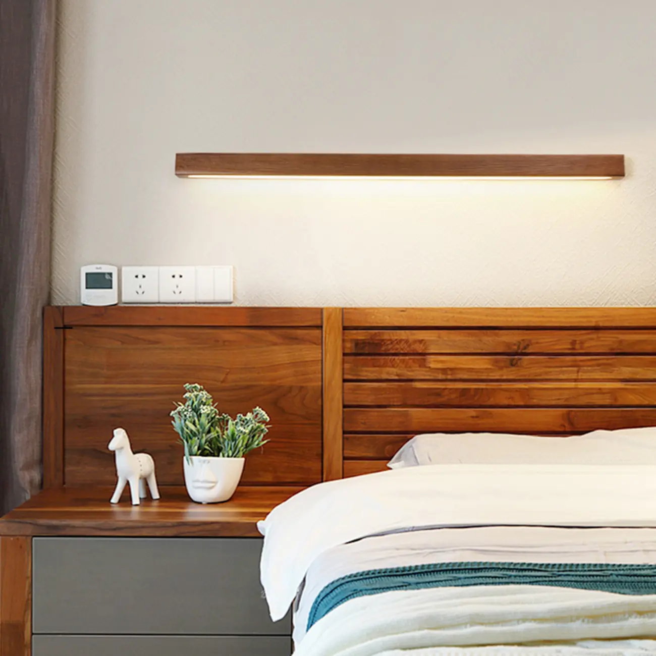 Modern Wood LED Vanity Light with Acrylic Shade Image - 2 | homeyfad