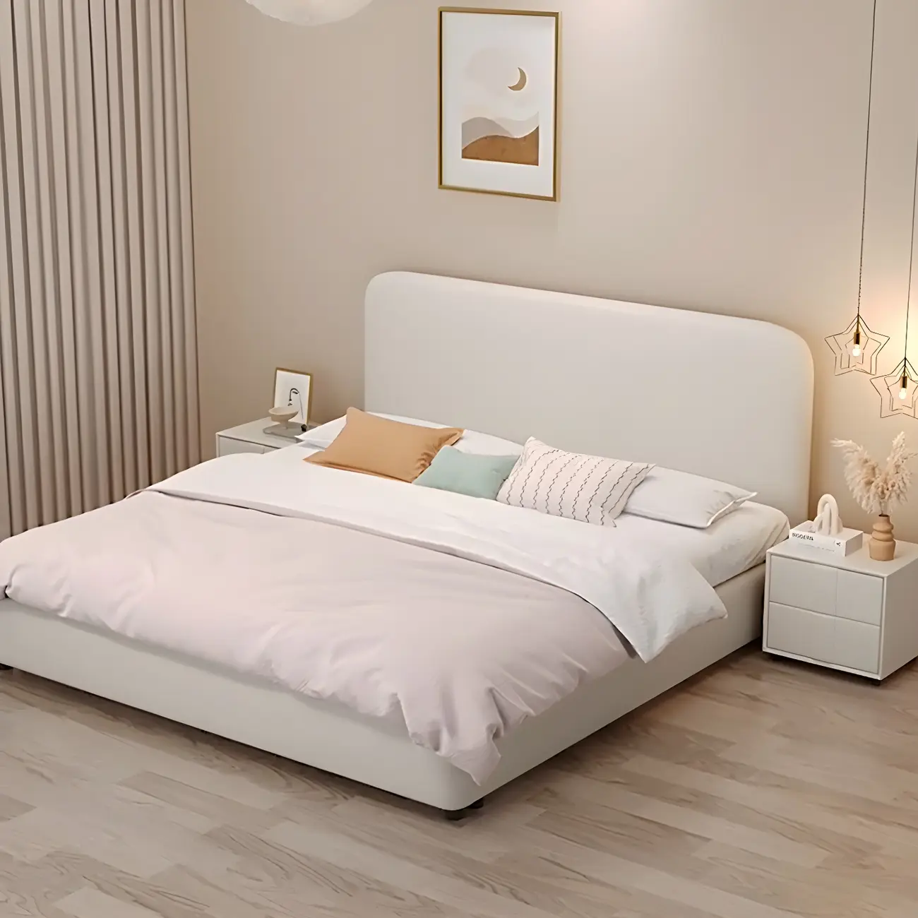White Upholstered Lift-Up Storage Bed with Padded Headboard Image - 2 | homeyfad