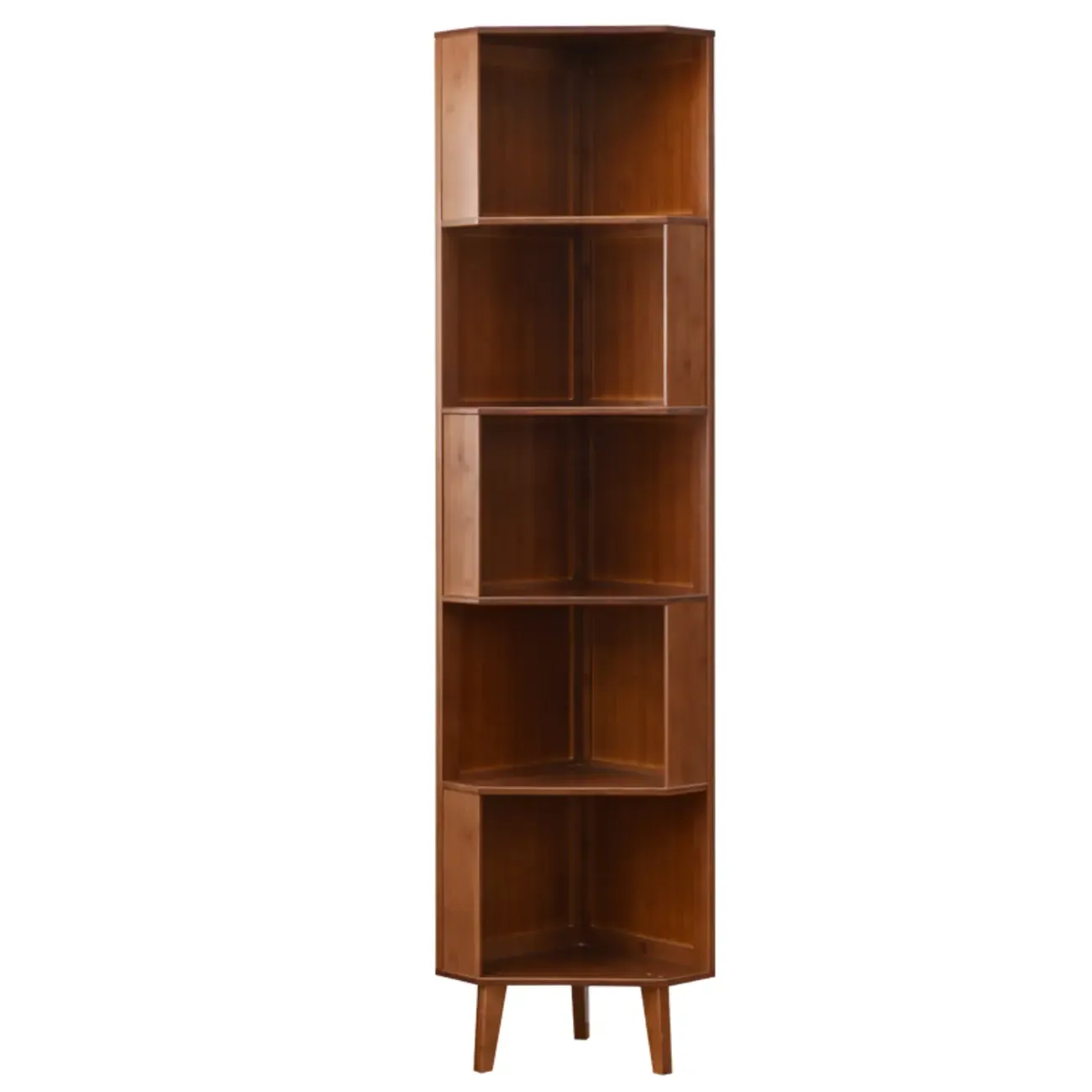 Modern Brown Wooden Corner Display Storage Cabinet for Home Image - 2