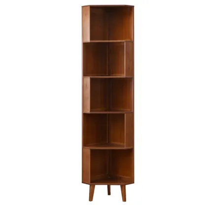 Modern Brown Wooden Corner Display Storage Cabinet for Home Image - 2