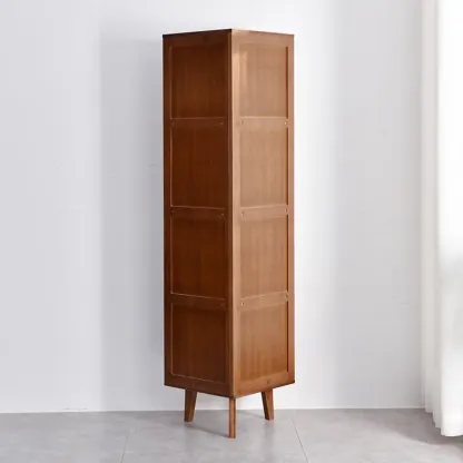 Modern Brown Wooden Corner Display Storage Cabinet for Home Image - 6