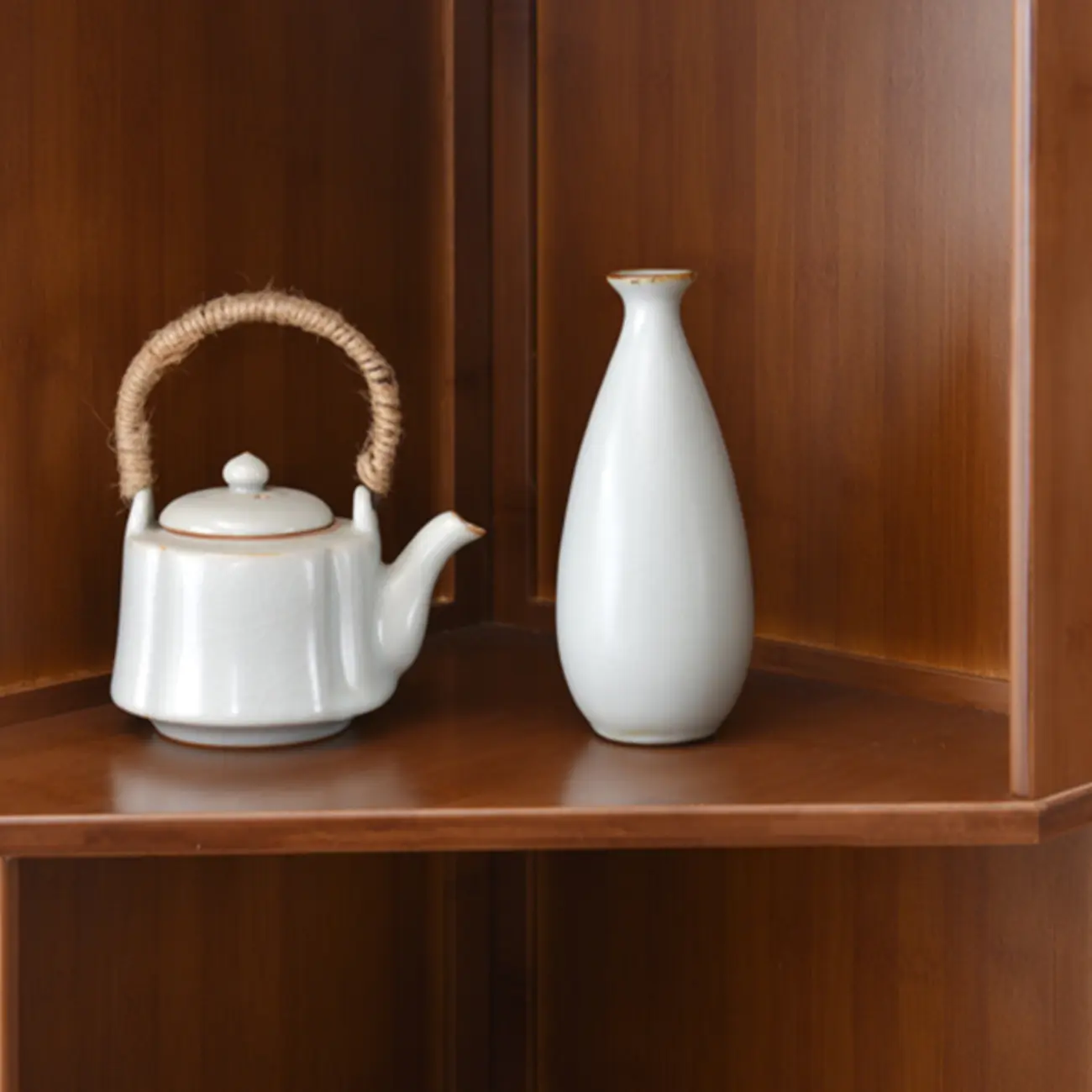 Modern Brown Wooden Corner Display Storage Cabinet for Home Image - 9 | homeyfad