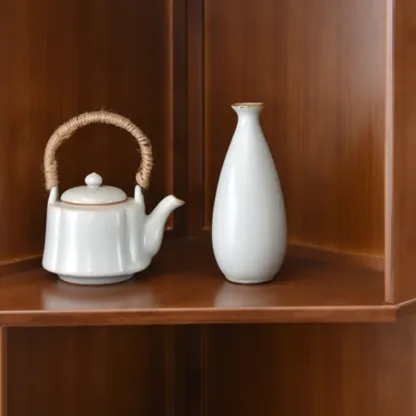 Modern Brown Wooden Corner Display Storage Cabinet for Home Image - 9