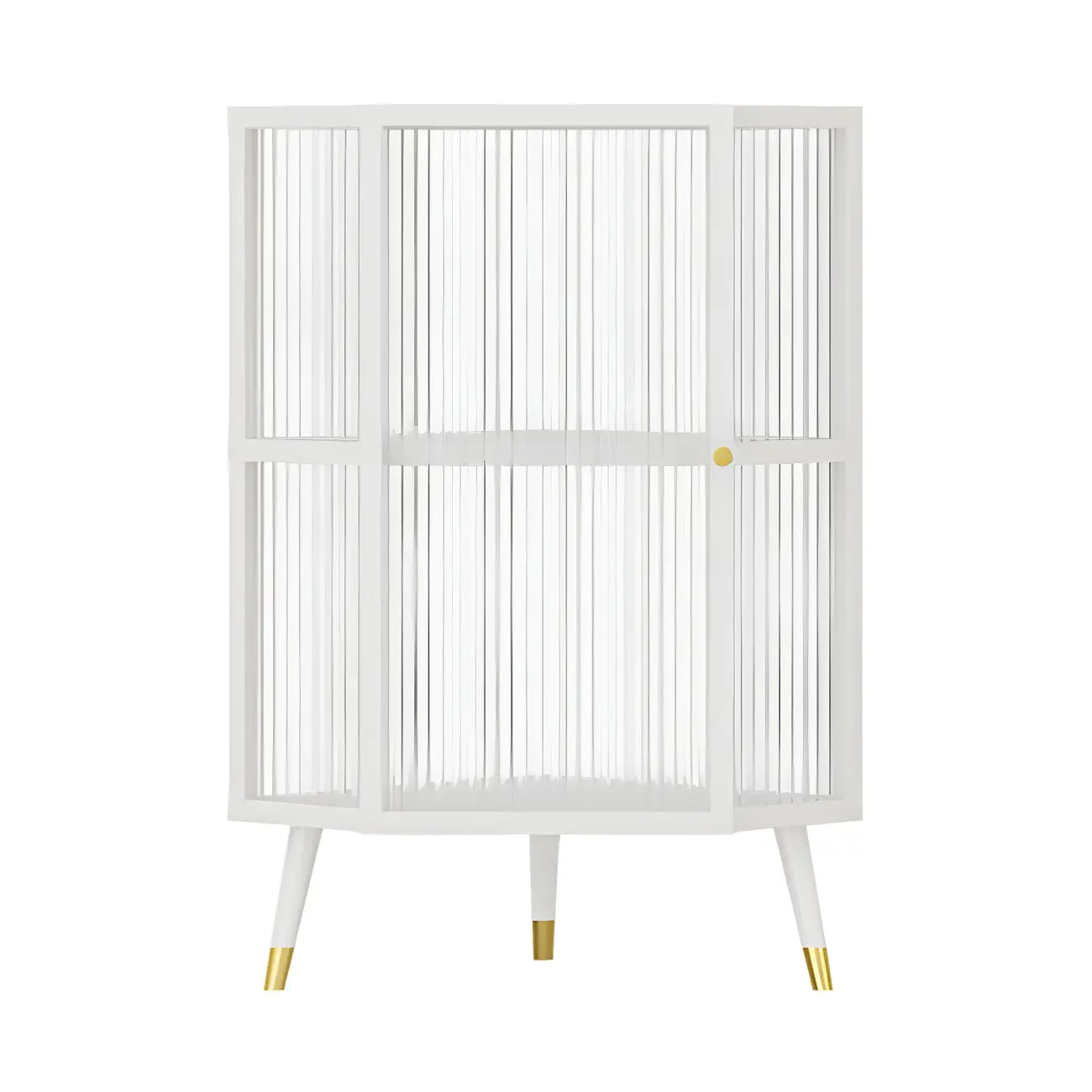 Modern Black Metal Ribbed Glass Corner Cabinet Image - 6 | homeyfad