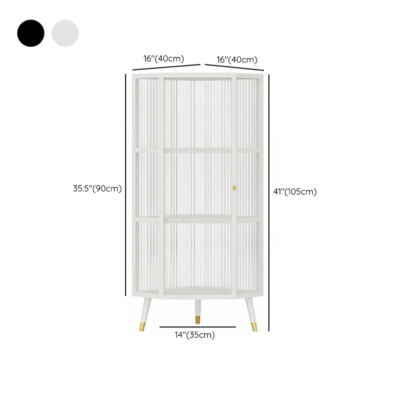 Modern Black Metal Ribbed Glass Corner Cabinet Image - 15 | homeyfad