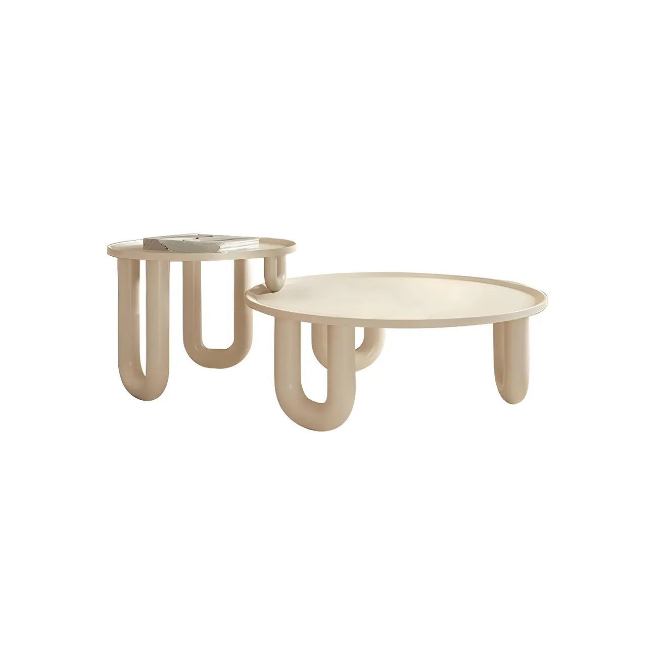 White Round Modern Three-Leg Wood Coffee Table Image - 5 | homeyfad