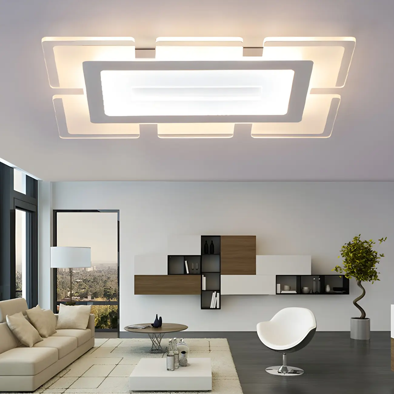 Modern White Acrylic Rectangular LED Flush Ceiling Light Image - 3 | homeyfad