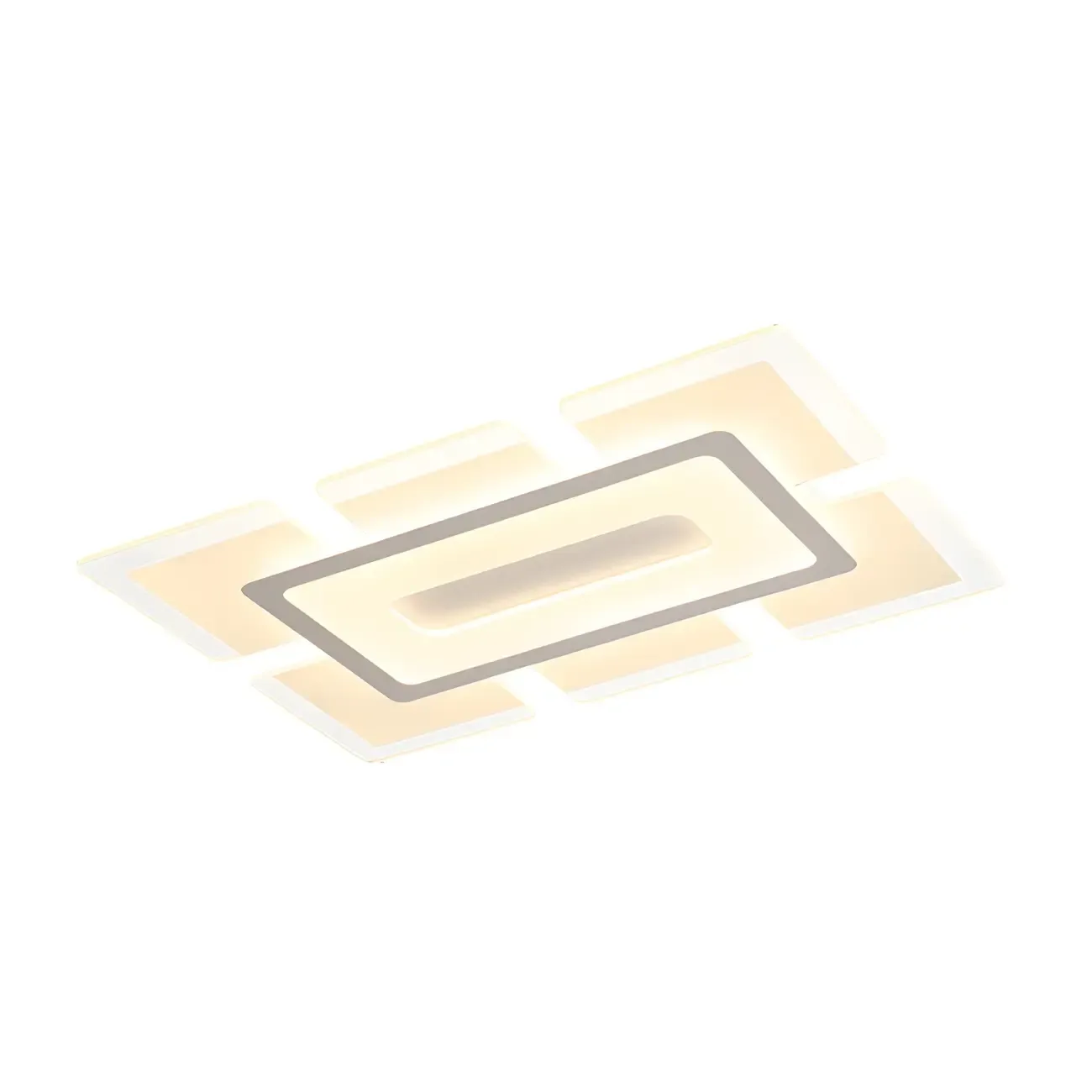 Modern White Acrylic Rectangular LED Flush Ceiling Light Image - 7