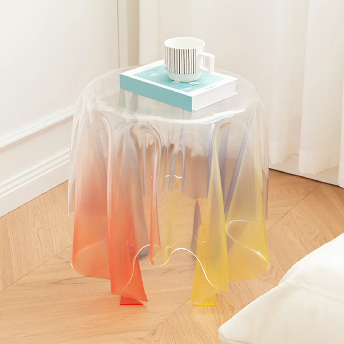 Stylish Plastic Round Acrylic End Table for Living Room Image - 3 | homeyfad